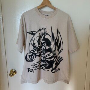 Basketcase Tan Blue Eyes White Dragon Too Graphic Crew Neck T-Shirt L